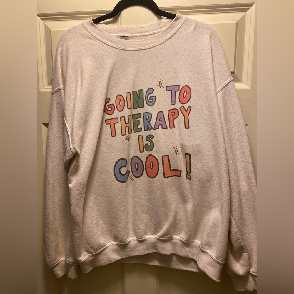 Long sleeve white Mental Health sweater